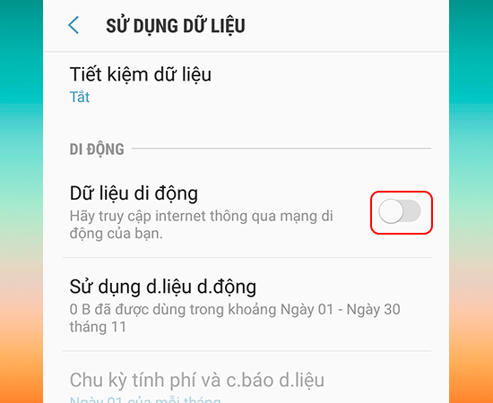  Bật Dữ liệu di động
